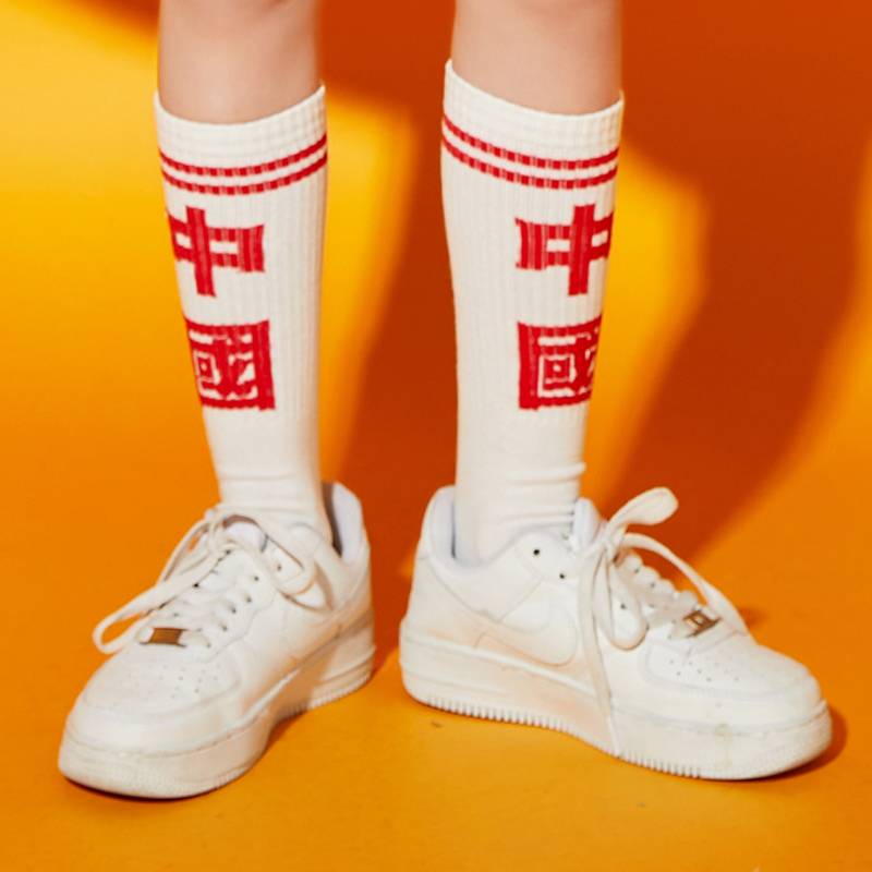 Children's white Chinese socks